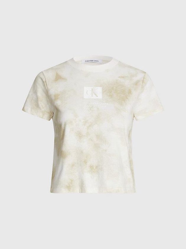 Beige Calvin Klein Slim Tie Dye Women T-Shirt | OZJF-54190
