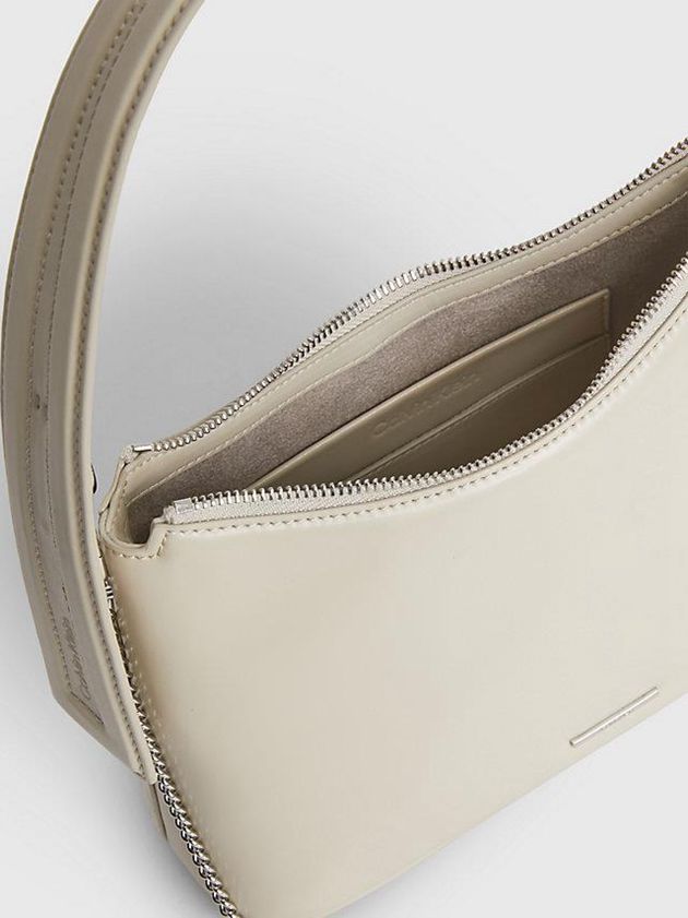 Beige Calvin Klein Small Vegan Leather Shoulder Women Bags | JAKX-54231