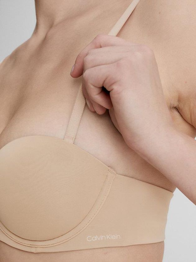 Beige Calvin Klein Strapless Women Bra | GHUS-78512