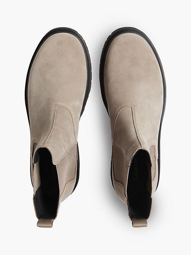 Beige Calvin Klein Suede Chelsea Men Boots | DHYC-51869