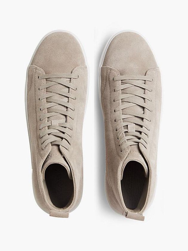 Beige Calvin Klein Suede High-Top Men Sneakers | TSUJ-26430