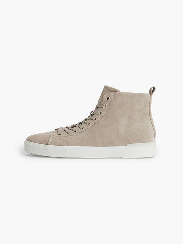 Beige Calvin Klein Suede High-Top Men Sneakers | TSUJ-26430