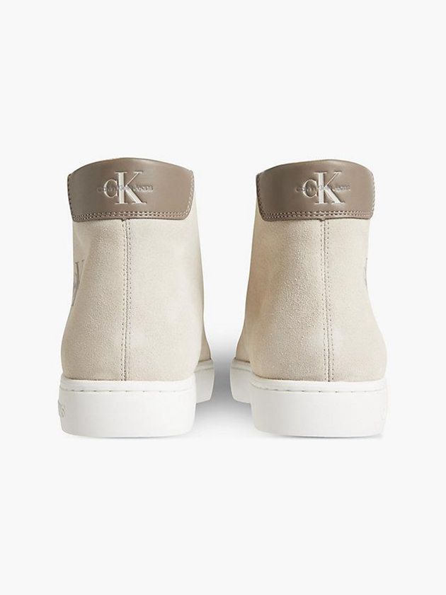 Beige Calvin Klein Suede High-Top Men Sneakers | BKNF-37690