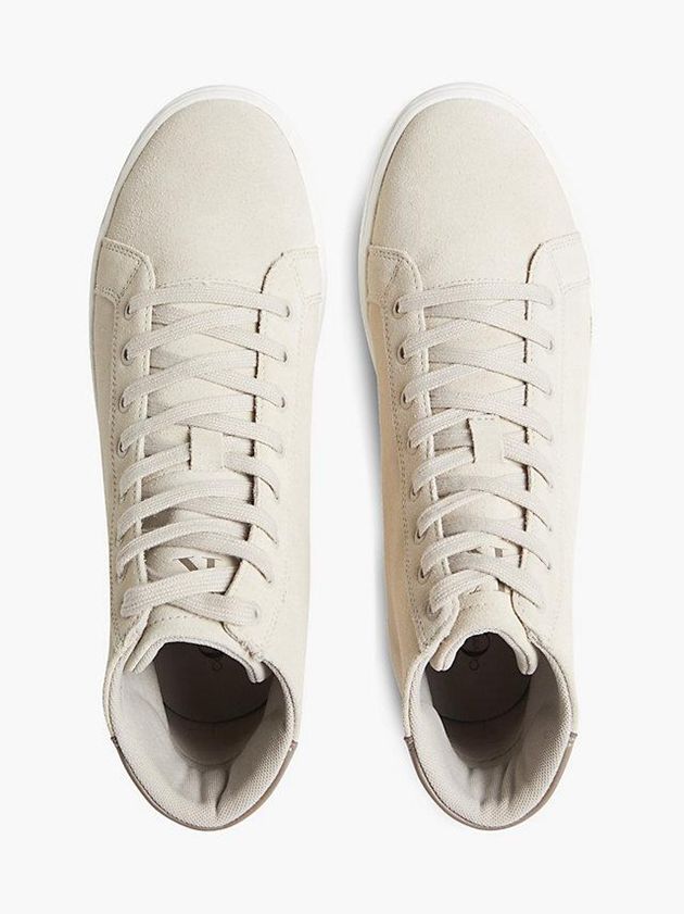 Beige Calvin Klein Suede High-Top Men Sneakers | BKNF-37690