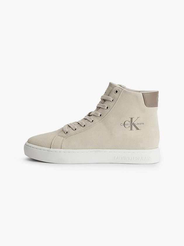 Beige Calvin Klein Suede High-Top Men Sneakers | BKNF-37690