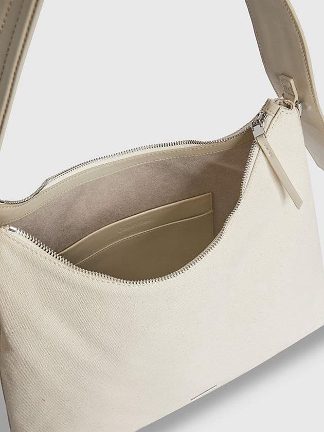 Beige Calvin Klein Sustainable Canvas Shoulder Women Bags | HDRV-43908