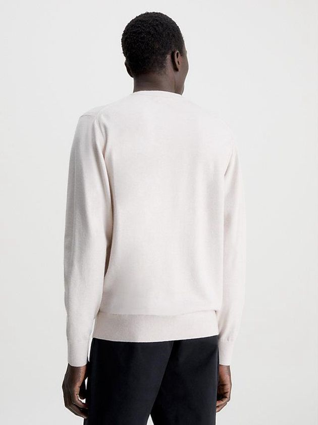 Beige Calvin Klein Tencel Blend Jumper Men Sweater | BDKV-51978