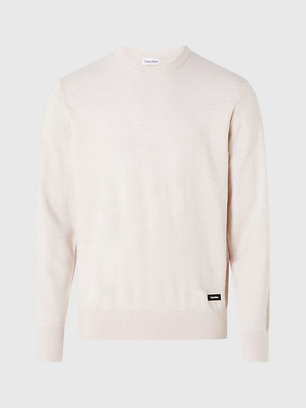 Beige Calvin Klein Tencel Blend Jumper Men Sweater | BDKV-51978