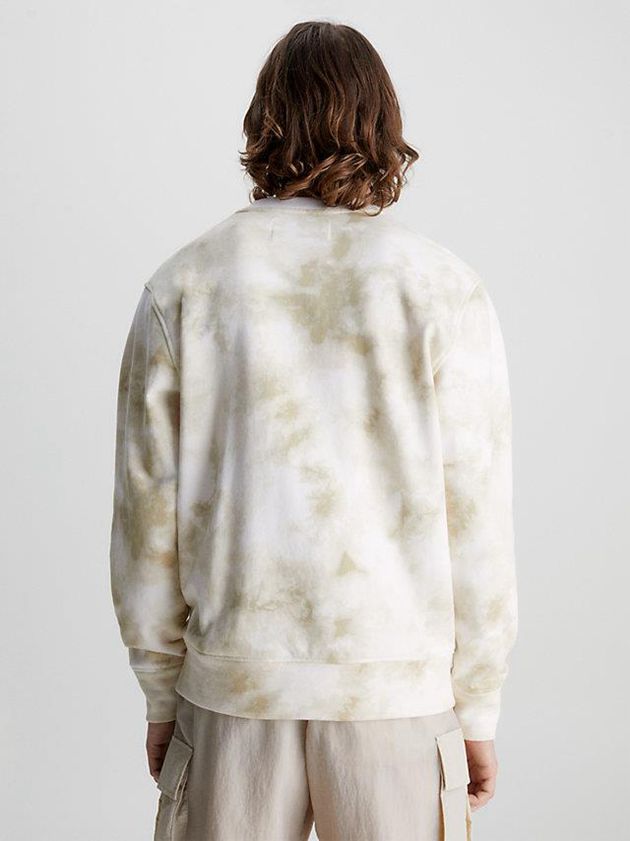 Beige Calvin Klein Tie Dye Monogram Men Sweatshirt | PRSK-52938