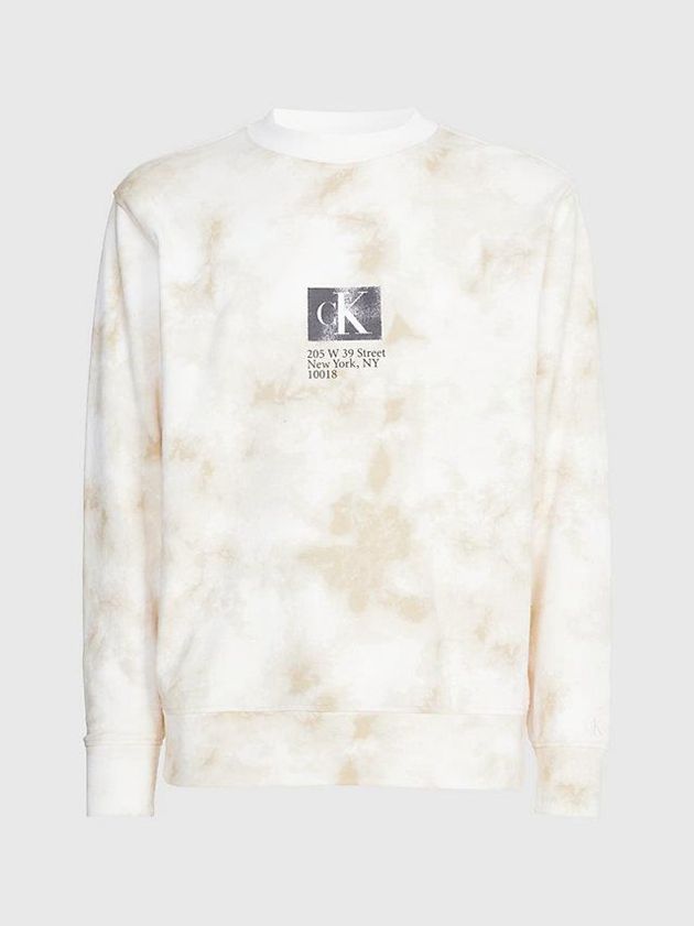 Beige Calvin Klein Tie Dye Monogram Men Sweatshirt | PRSK-52938