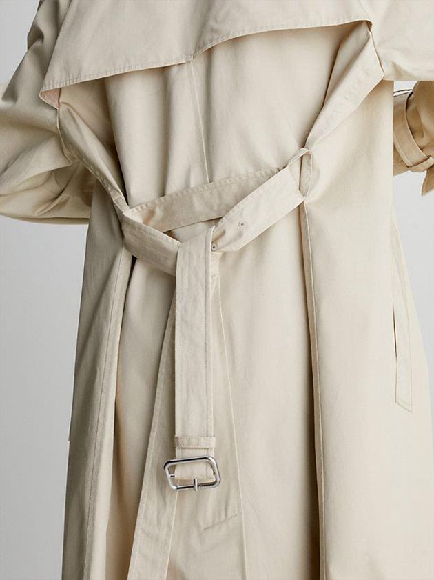 Beige Calvin Klein Twill Trench Women Coat | OFXI-94083