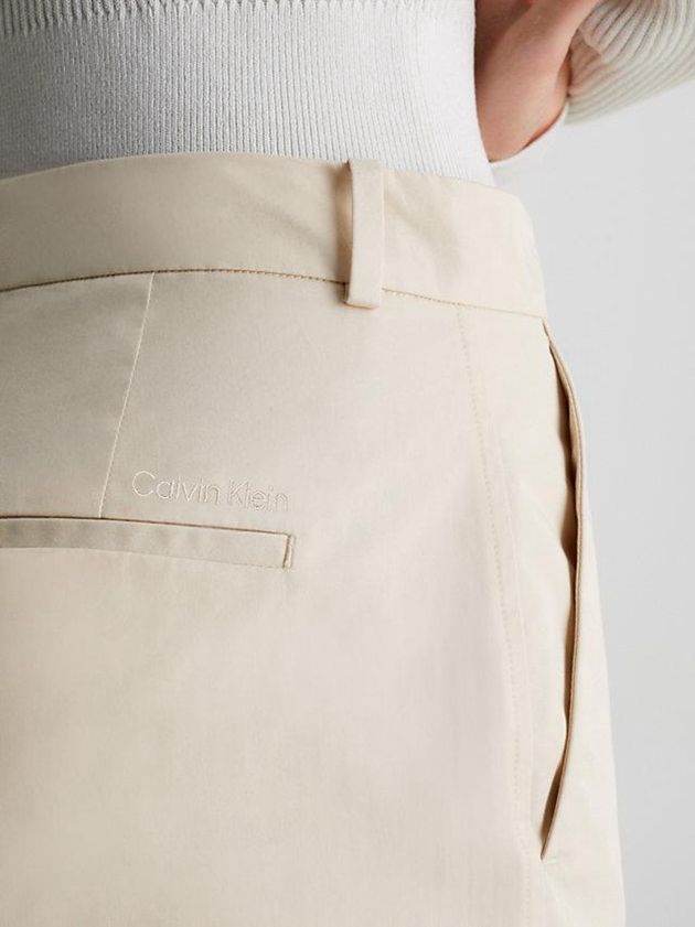 Beige Calvin Klein Twill Women Shorts | UQRV-93475