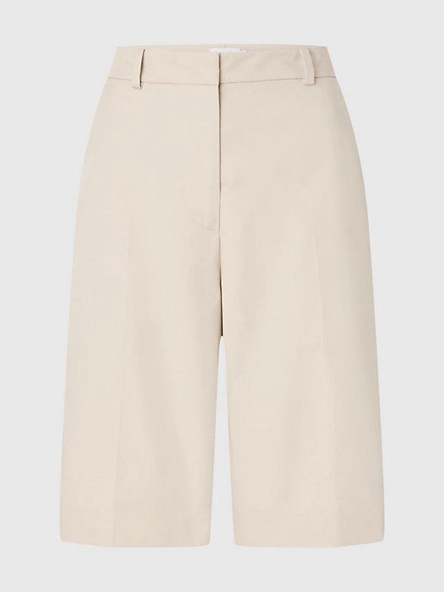 Beige Calvin Klein Twill Women Shorts | UQRV-93475