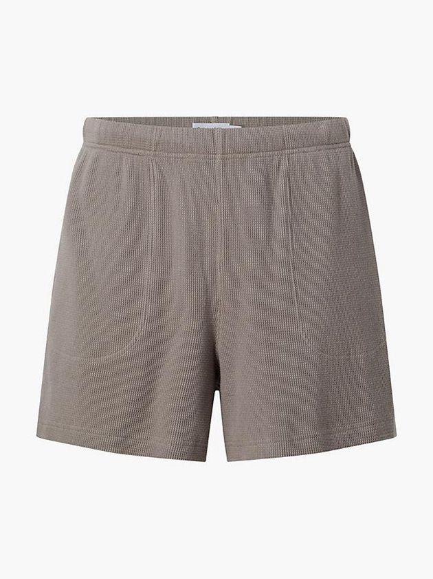 Beige Calvin Klein Unisex Waffle Cotton - CK Standards Men Shorts | EICF-51827