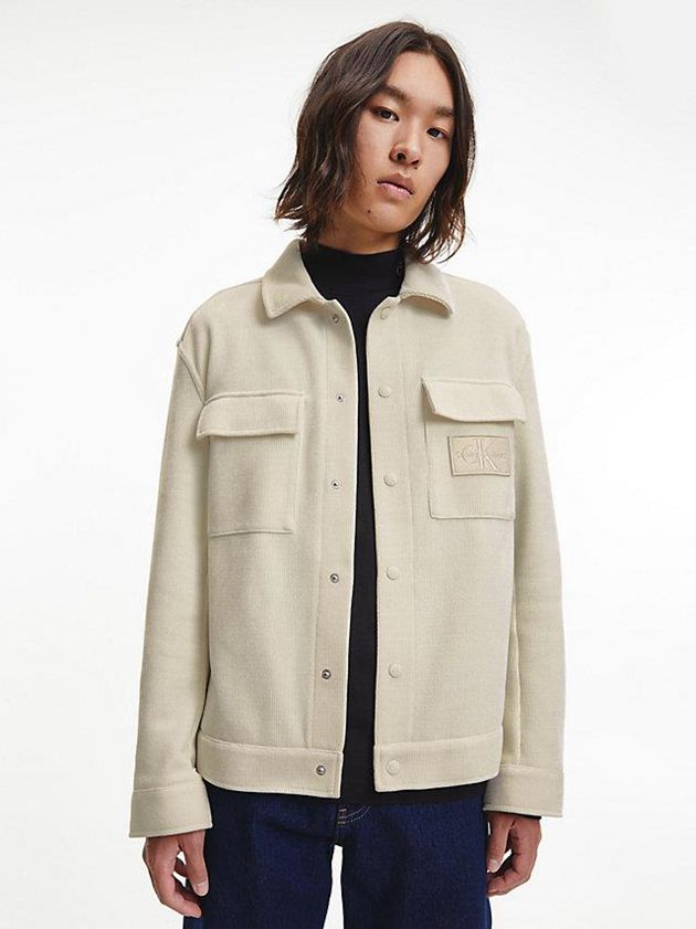 Beige Calvin Klein Velvet Corduroy Men Jacket | FCIM-71520