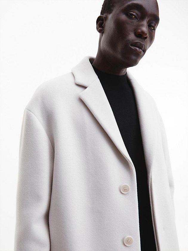 Beige Calvin Klein Virgin Wool Men Coat | NWZB-42319