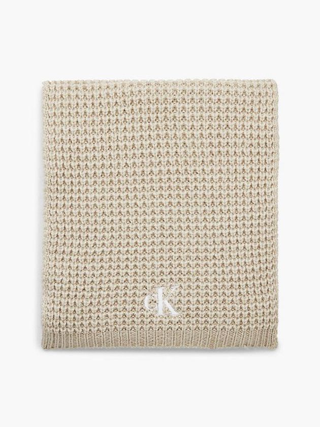 Beige Calvin Klein Waffle Knit Women Scarf | HIKF-18623