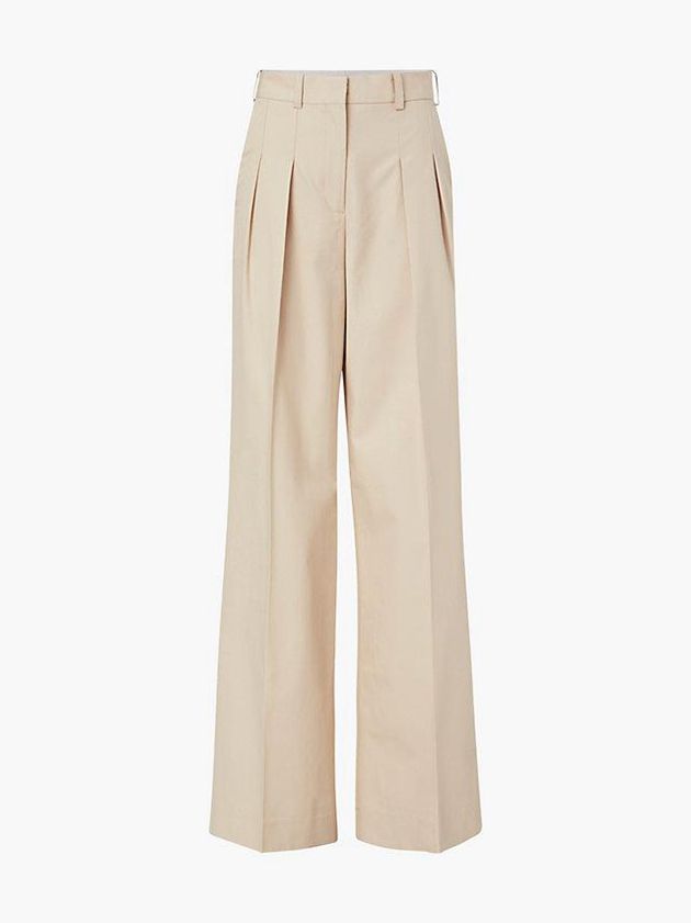 Beige Calvin Klein Wide Leg Recycled Twill Women Pants | UBVZ-62519