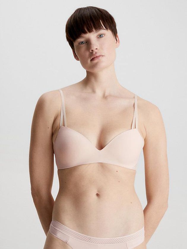 Beige Calvin Klein Wireless Push-Up - Seductive Comfort Women Bra | YNMF-71862