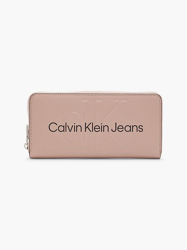 Beige Calvin Klein Zip Around Women Wallet | GBTE-13452