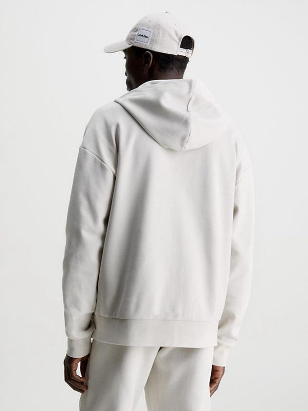 Beige Calvin Klein Zip Up Men Hoodie | CPIG-43672