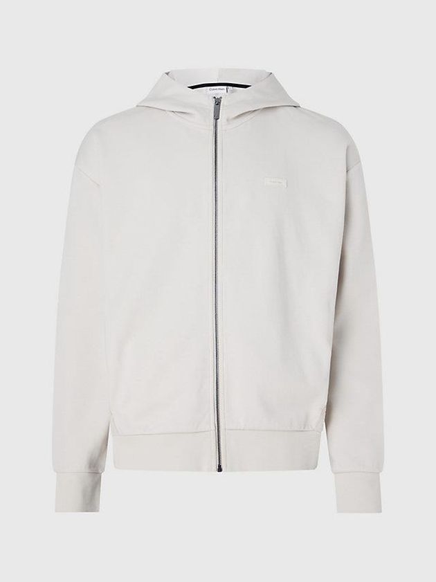 Beige Calvin Klein Zip Up Men Hoodie | CPIG-43672