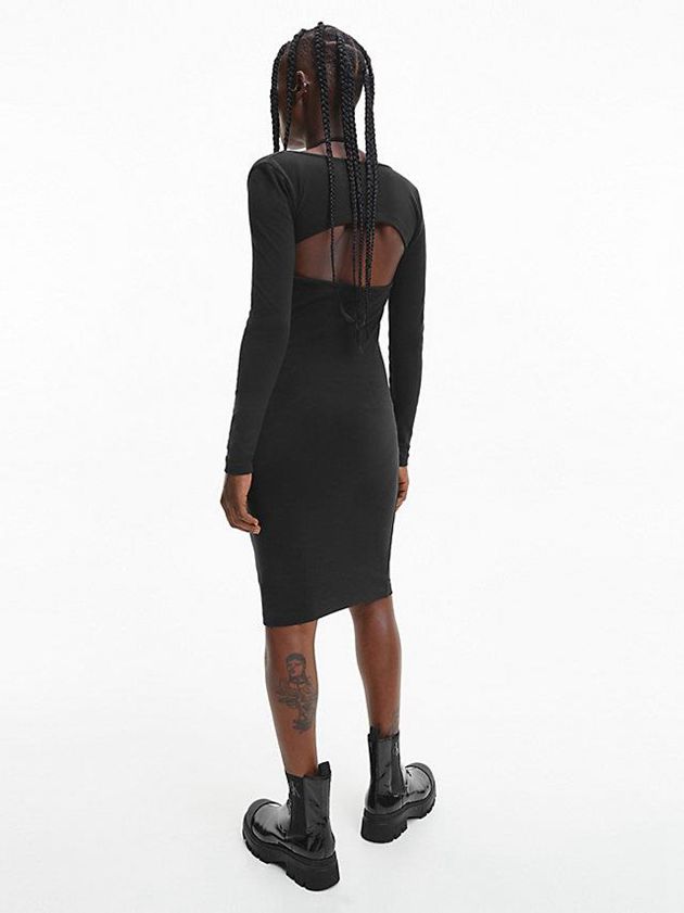 Black Calvin Klein 2-In-1 Bodycon Midi Women Dress | XUVP-94170