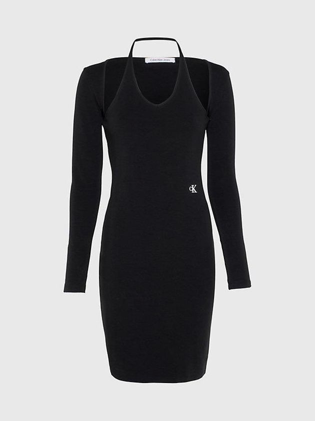 Black Calvin Klein 2-In-1 Bodycon Midi Women Dress | XUVP-94170