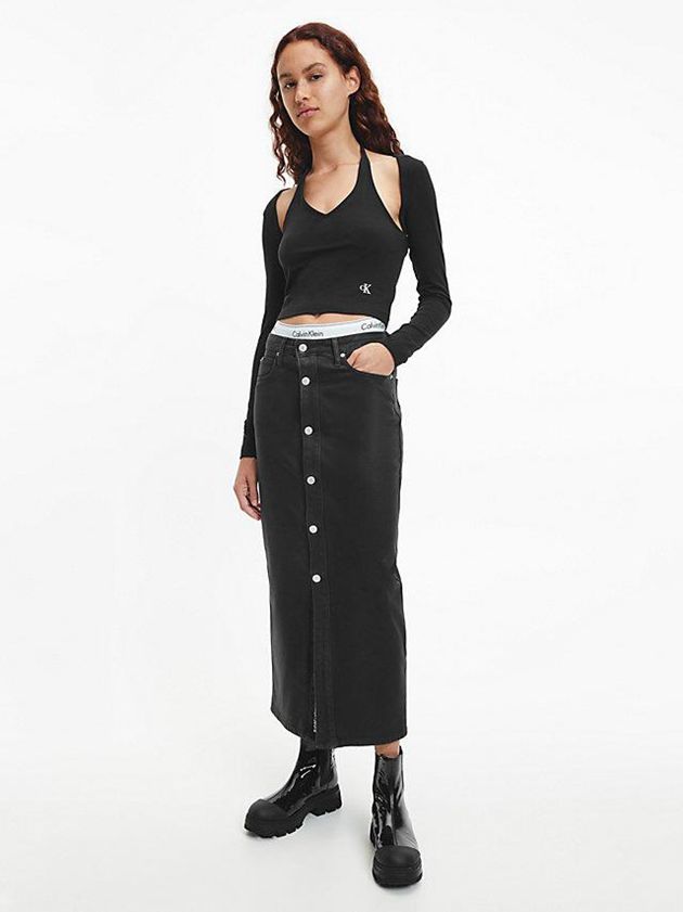 Black Calvin Klein 2-In-1 Long Sleeve Women Top | LGUT-39716