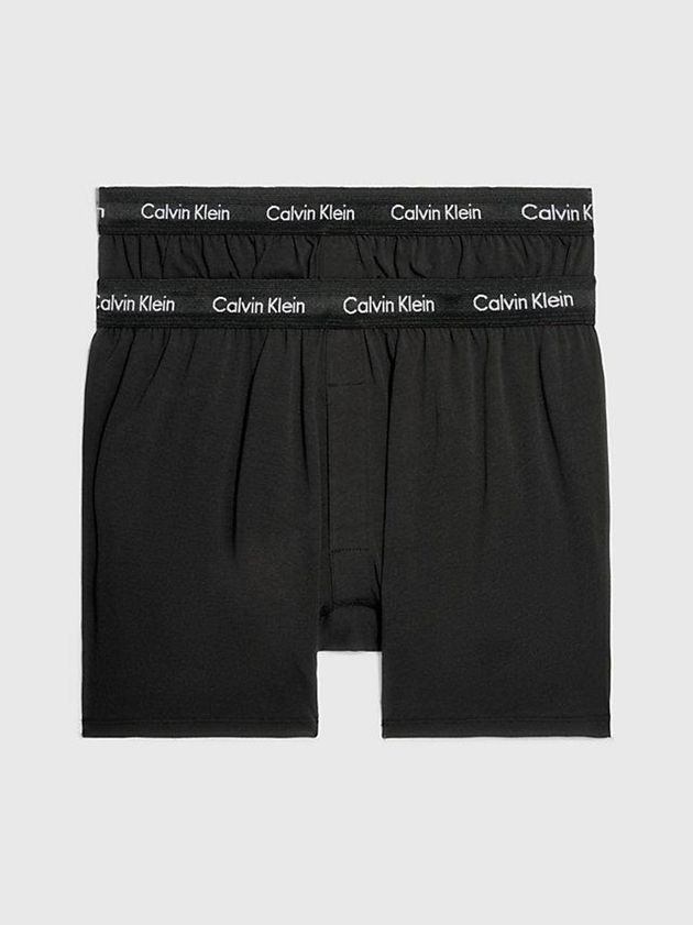 Black Calvin Klein 2 Pack Boxers - Cotton Stretch Men Briefs | BSJP-12508
