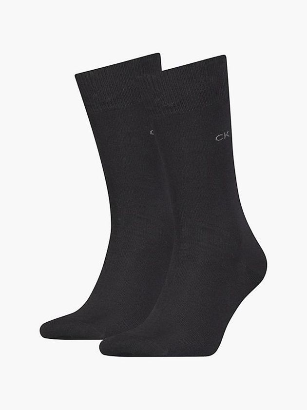Black Calvin Klein 2 Pack Classic Crew Men Socks | GOEP-80324