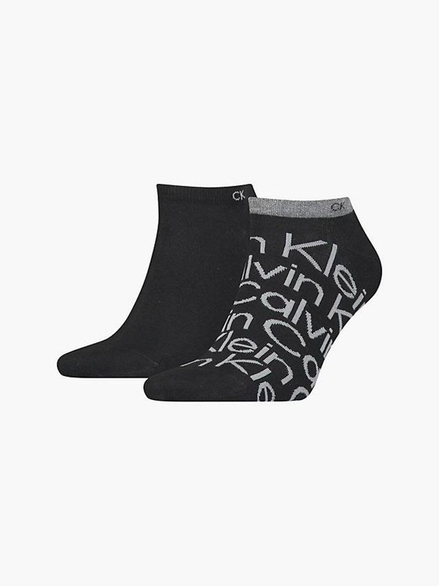 Black Calvin Klein 2 Pack Logo Ankle Men Socks | XMRJ-70984
