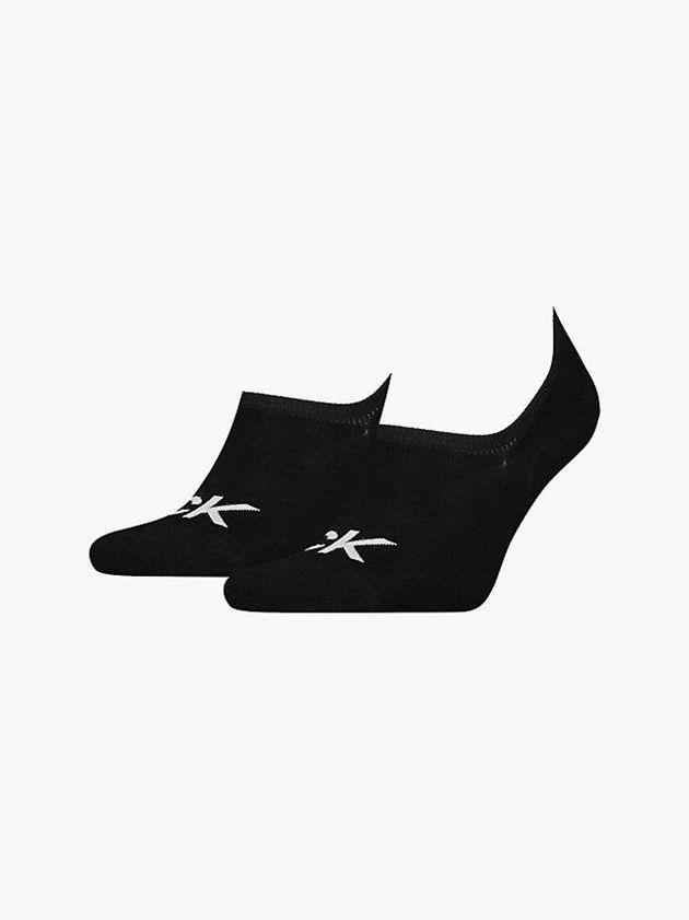 Black Calvin Klein 2 Pack Logo Invisible Men Socks | SBVN-79468