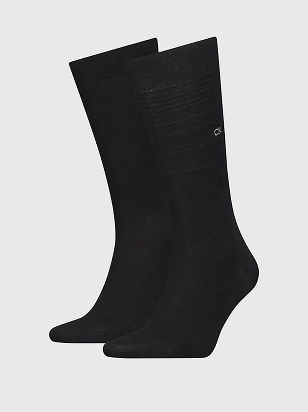 Black Calvin Klein 2 Pack Organic Cotton Crew Men Socks | SPGH-75621