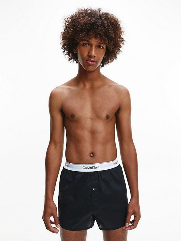 Black Calvin Klein 2 Pack Slim Fit Boxers - Modern Cotton Men Briefs | BWCI-90423