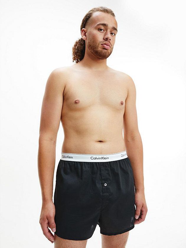 Black Calvin Klein 2 Pack Slim Fit Boxers - Modern Cotton Men Briefs | BWCI-90423