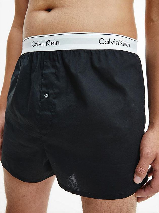 Black Calvin Klein 2 Pack Slim Fit Boxers - Modern Cotton Men Briefs | BWCI-90423