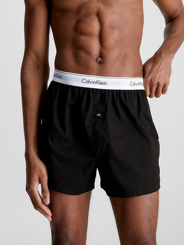 Black Calvin Klein 2 Pack Slim Fit Boxers - Modern Cotton Men Briefs | BWRI-90451