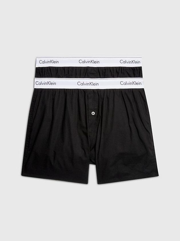 Black Calvin Klein 2 Pack Slim Fit Boxers - Modern Cotton Men Briefs | BWRI-90451