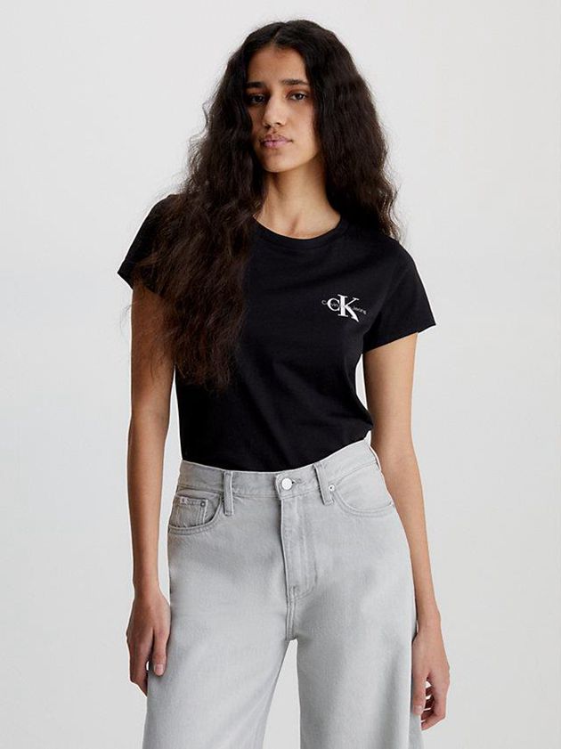 Black Calvin Klein 2 Pack Slim Women T-Shirt | CWQV-09873