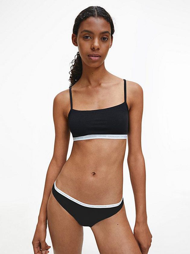 Black Calvin Klein 2 Pack String - CK One Women Bra | JBFY-14069