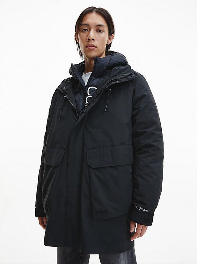 Black Calvin Klein 3-In-1 Parka Men Coat | NGDR-53120