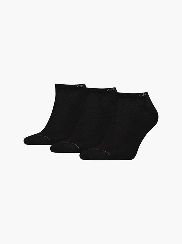 Black Calvin Klein 3 Pack Ankle Men Socks | QBUI-26385