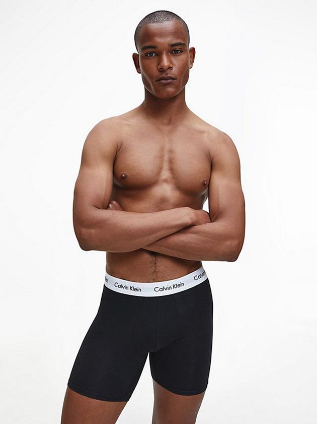 Black Calvin Klein 3 Pack Boxer - Cotton Stretch Men Briefs | TWLM-40821
