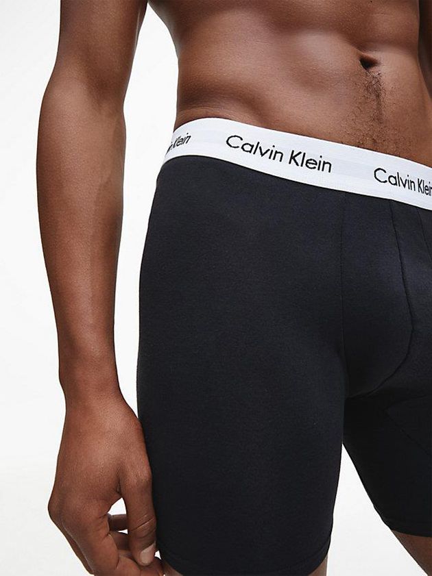 Black Calvin Klein 3 Pack Boxer - Cotton Stretch Men Briefs | TWLM-40821