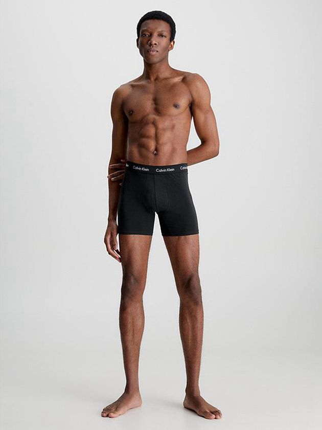 Black Calvin Klein 3 Pack Boxer - Cotton Stretch Men Briefs | EGLF-06745