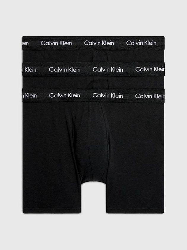 Black Calvin Klein 3 Pack Boxer - Cotton Stretch Men Briefs | EGLF-06745
