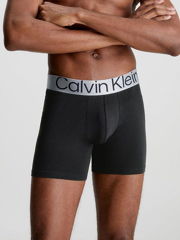 Black Calvin Klein 3 Pack Boxer - Steel Cotton Men Briefs | PZVX-17062