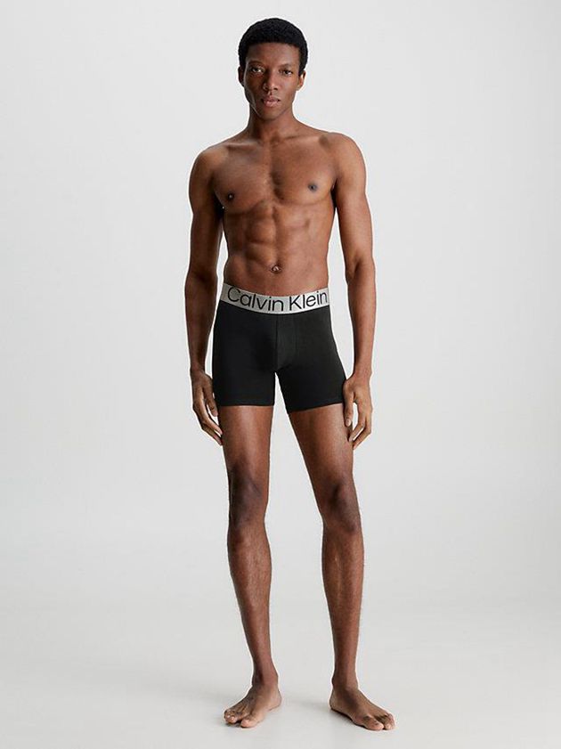 Black Calvin Klein 3 Pack Boxer - Steel Cotton Men Briefs | PZVX-17062