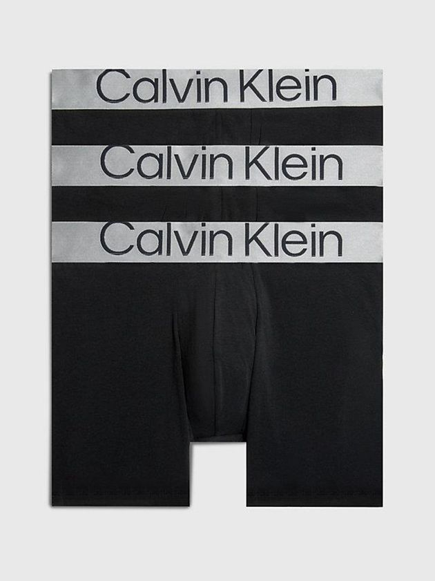 Black Calvin Klein 3 Pack Boxer - Steel Cotton Men Briefs | PZVX-17062